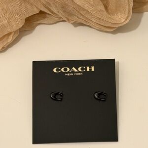 Coach Black Signature Enamel Small Earrings